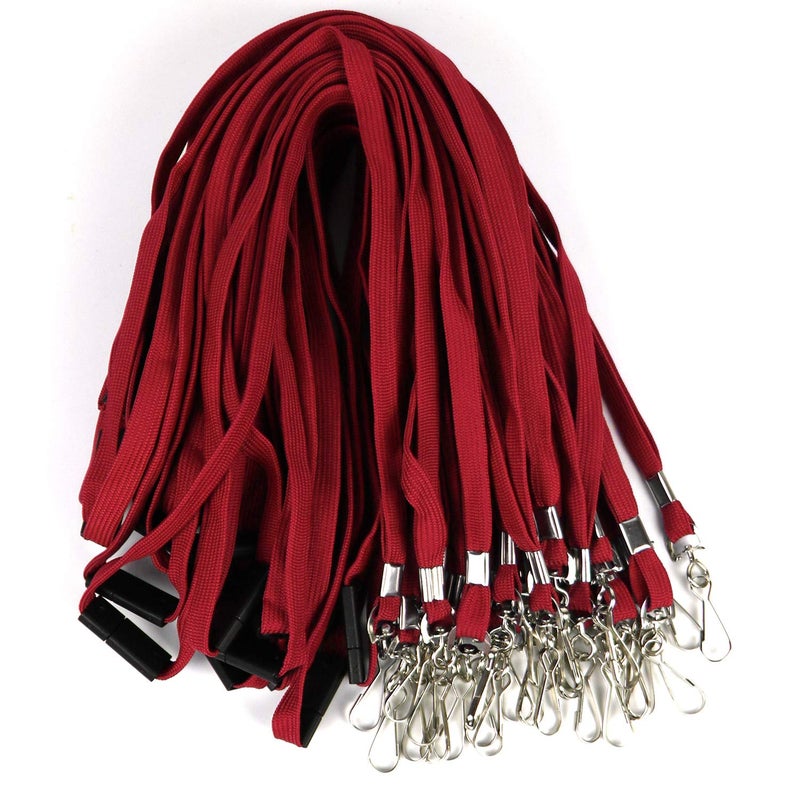 Ollain Premium Breakaway Lanyards with J-Hook - Flat Lanyards for ID Badges - Bulk Pack of 50 (Red) - Image 5